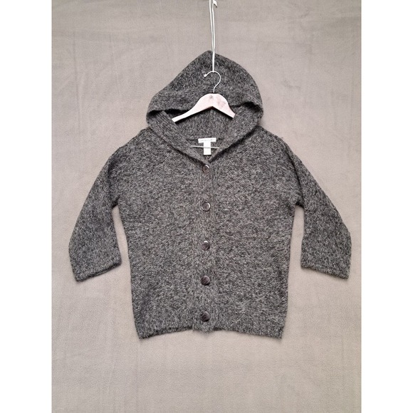 Cambridge Dry Goods Alpaca Wool Hooded Sweater Sz Small Grey Button Up - Picture 1 of 8